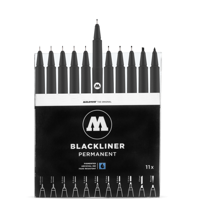 Набір лінерів Molotow Blackliner Complete Set 11шт онлайн
