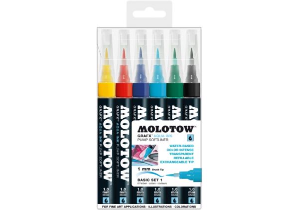 Набір маркерів Molotow AQUA Ink Basic Set 1 6шт