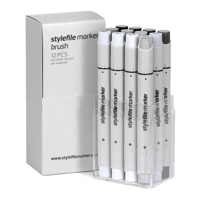 Набор Stylefile Marker Brush 12 Set Neutral Grey