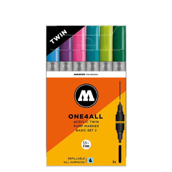 Набір Molotow ONE4ALL Acrylic Twin Basic Set 2 6шт