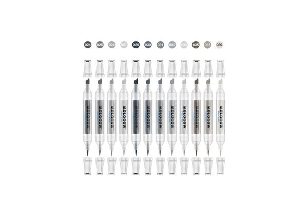 Набор Molotow AQUA TWIN Grey Set 2 12шт