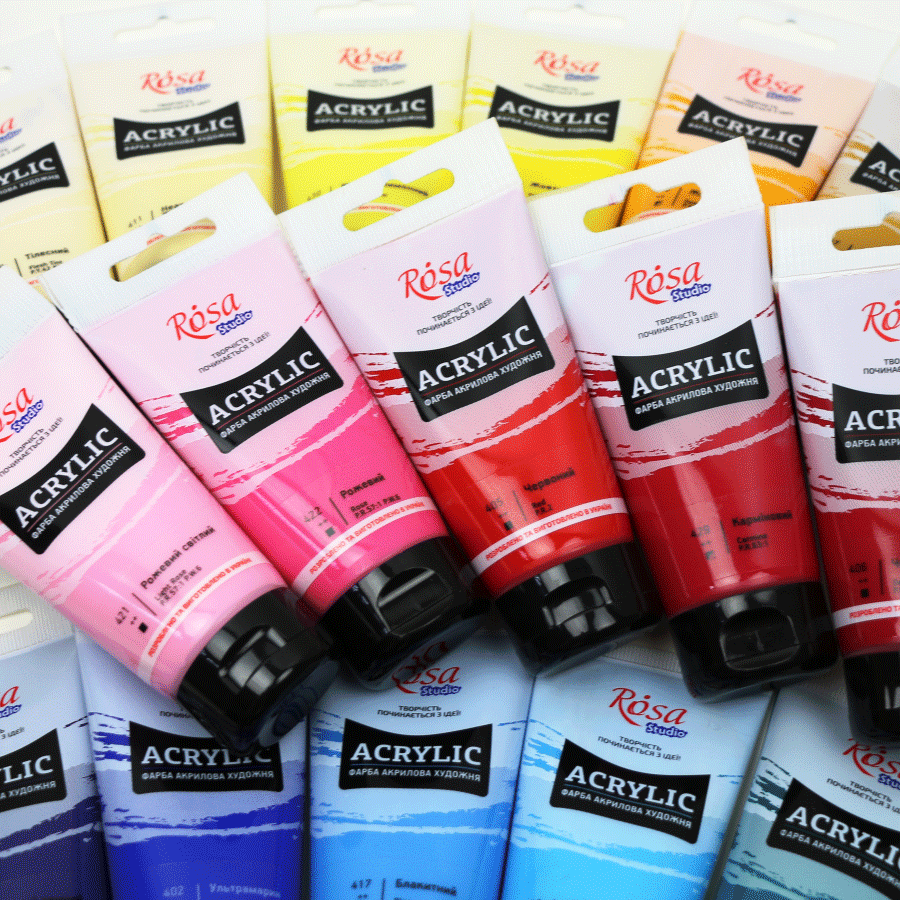 Фарба акрилова художня, види акрилових фарб, роса акрил, фарби акрилові купити на cans com ua